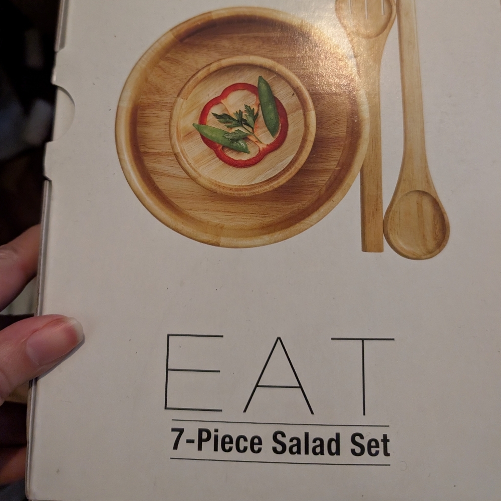 NEW 7 Piece Wood Salad Serving Set By The Cellar from Macy's, Retails For $80
